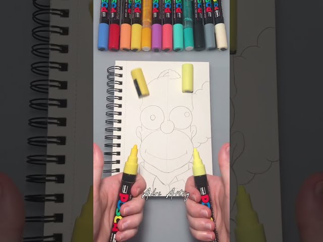 Drawing Homer Simpson and Krusty the Clown Fusion Effect with Posca Markers!