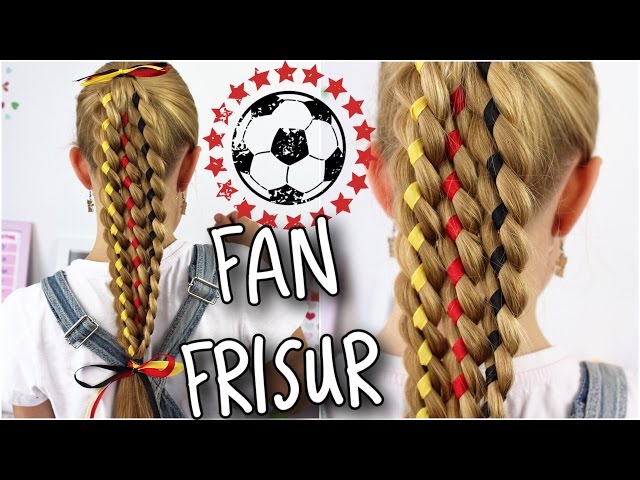 Deutschland 🏆 WM FAN FRISUR zur EM ⚽  4 Strähnenzopf coole Mädchen Zöpfe & Frisuren