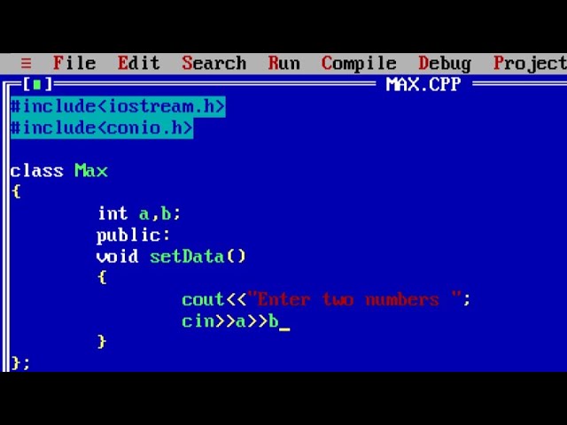 C++ program to check maximum number between two numbers using classes | Greatest number program C++