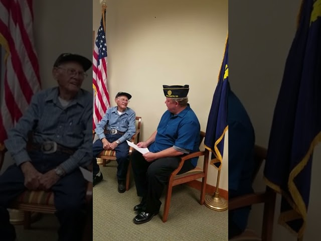 American Legion member Eric Niemann interviews WWII Veteran Ed Calcote Aug. 19, 2022