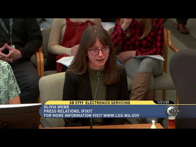 Olivia Webb testifies on behalf of iFixit in Washington Right to Repair hearing