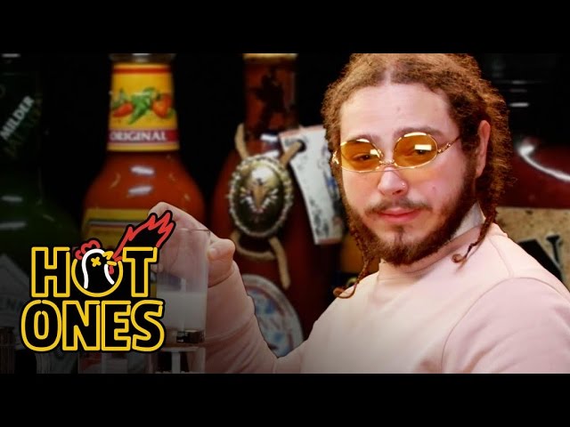 Post Malone Sauces on Everyone While Eating Spicy Wings | Hot Ones