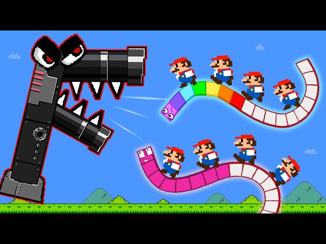 Mario and Numberblocks Snake vs The Giant ROBOT Alphabet Lore F Maze | Game Animation