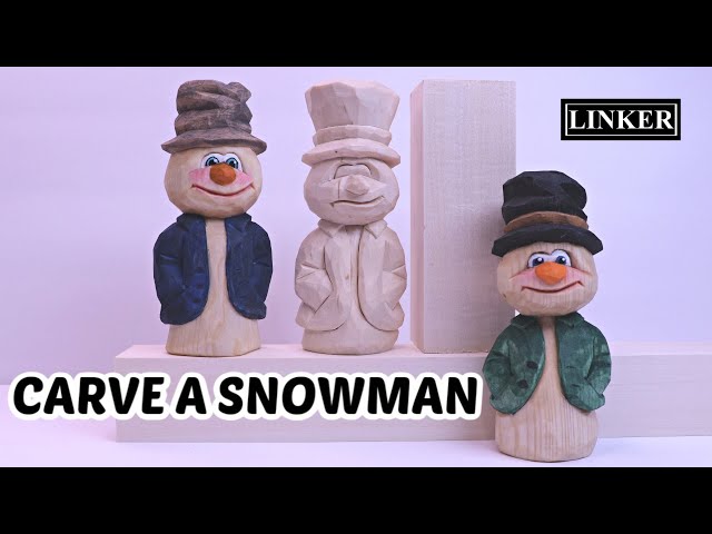 How to Carve a Simple Snowman with Coat -Full Woodcarving Tutorial