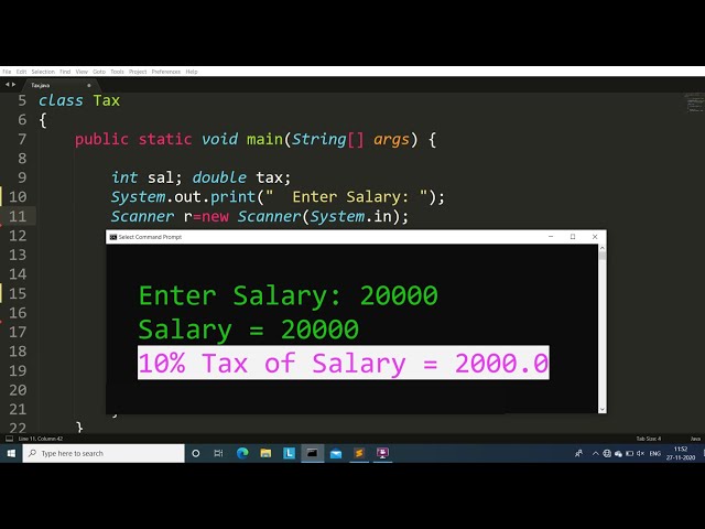 Java program to calculate Tax of a Salary | Learn Coding