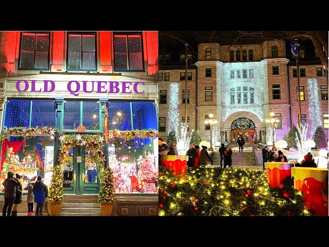 [4K]🇨🇦 Old Quebec City Christmas Walk🎄: German X-mas Market🌟 Notre-Dame de Québec⛪ St. Jean St. 2021