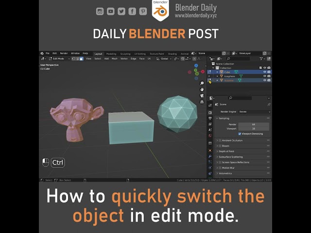 Switch Objects in Edit Mode in Blender