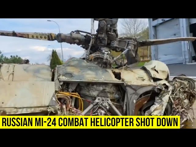 A Russian Mi-24 combat helicopter shot down near Dnieper Lake.