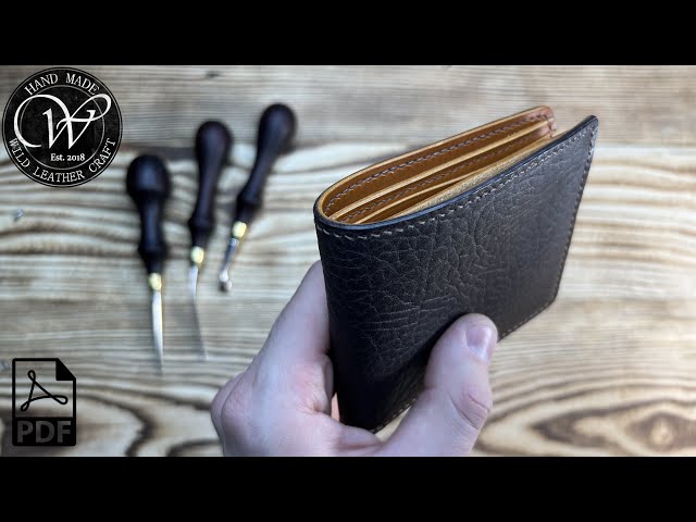Making a Bifold wallet from vegetable tanned leather Buffalo by #wildleathercraft. Free pattern PDF.