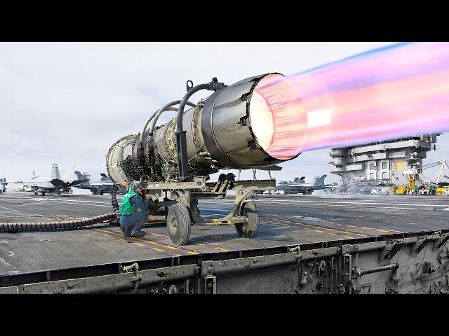 US Testing Powerful Jet Engine on Aircraft Carrier in Middle of the Ocean