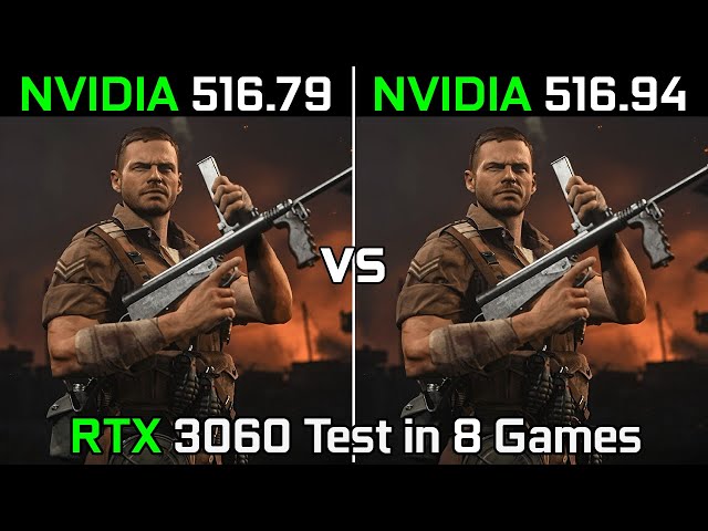 Nvidia Drivers (516.79 vs 516.94) RTX 3060 Test in 8 Games