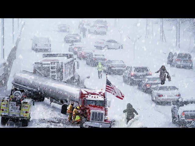 2 minutes ago in Bozeman, USA! Bad snowstorms cause many accidents and traffic paralysis