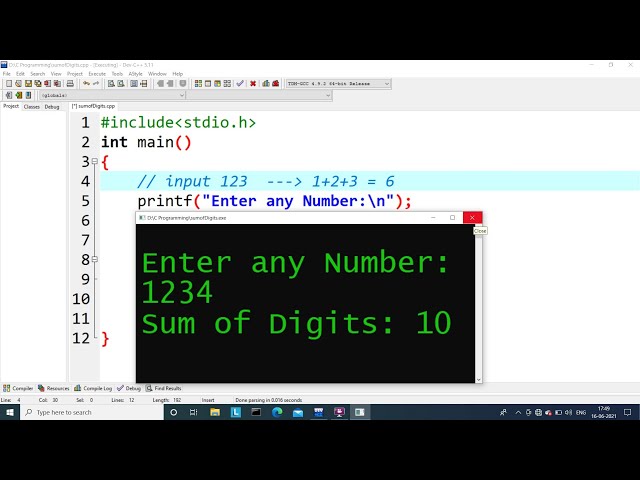 C Program to find Sum of Digits of a Number | Learn Coding