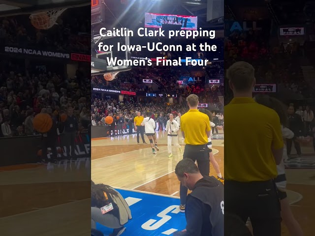 Caitlin Clark warming up before Iowa-UConn at the Women's Final Four