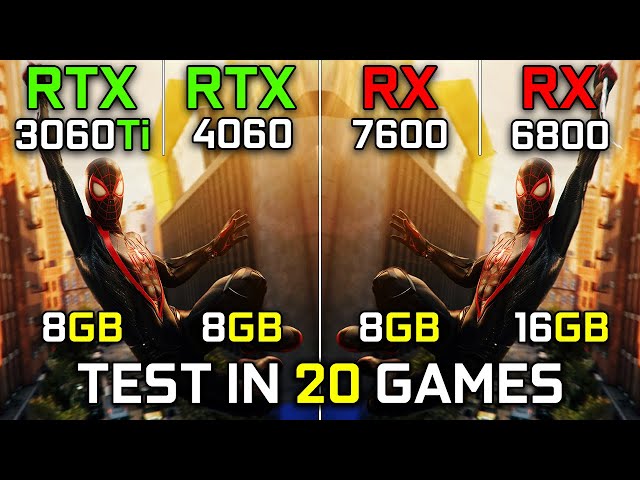 RTX 3060 Ti vs RTX 4060 vs RX 7600 vs RX 6800 | Test in 20 Games | AMD vs Nvidia GPUs 🔥 | 2023