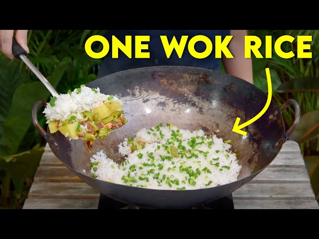 Make a stir fry, cook rice on top (箜饭)