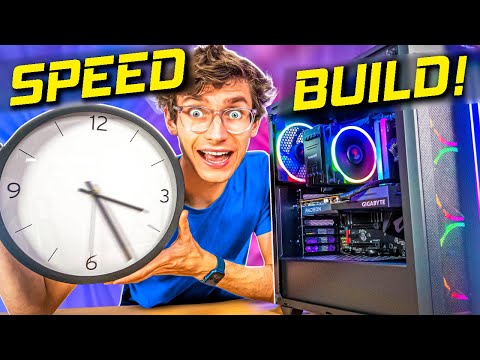 Building A Gaming PC As FAST As Humanly Possible! 😲 PC Build, RX 6600, Ryzen 5600X, 500FX Case | AD
