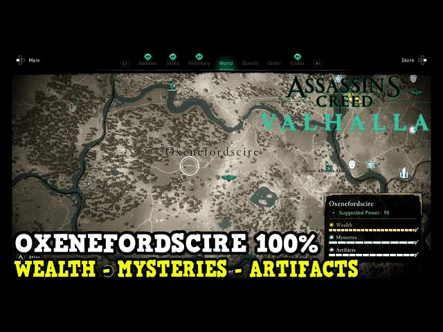 Assassin's Creed Valhalla Oxenefordscire All Collectibles (Wealth, Mysteries, Artifacts)