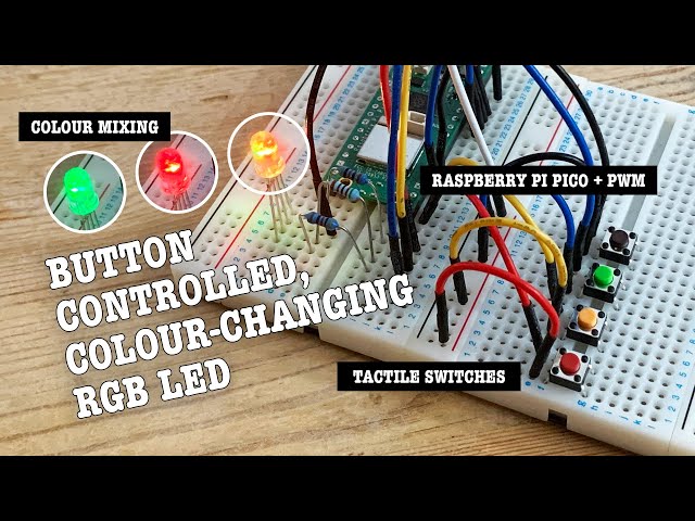 Using buttons to control RGB LED colours – Raspberry Pi Pico, MicroPython, PWM