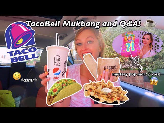Taco Bell Mukbang and Juicy Q&A!!😋🌮☕️ (plus opening mystery POP MART blind boxes!😱🎁)