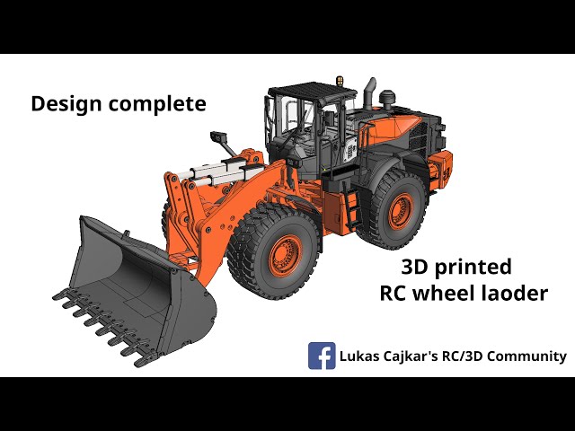 3D printed RC wheel loader HITACHI ZW370-6 (1/14) - Design complete