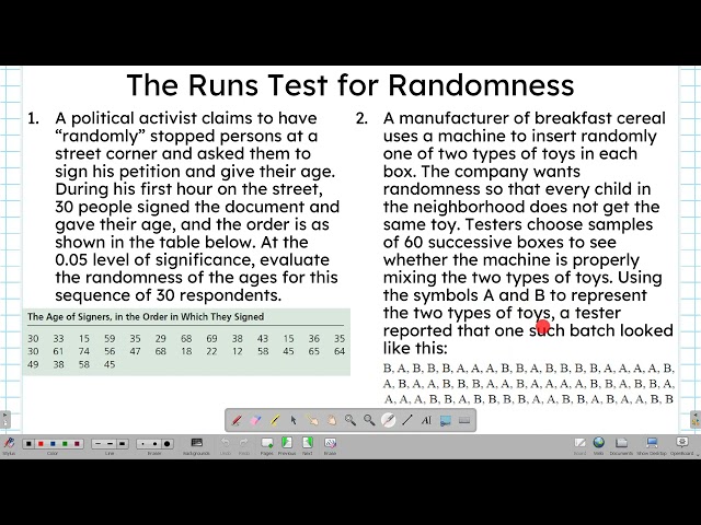 Runs Test for Randomness and Wilcoxon Signed Rank Test for One Sample in XLSTAT