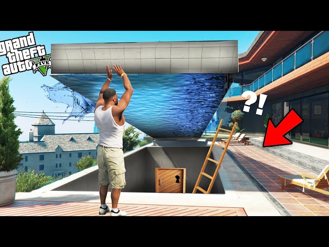 GTA 5 : Franklin Found Secret Bunker Under Franklin's Swimming Pool in GTA 5.. (GTA 5 Mods)
