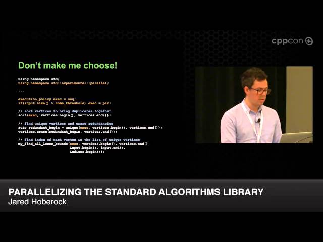 CppCon 2014: Jared Hoberock "Parallelizing the Standard Algorithms Library"