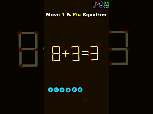 #viralshorts #trending #matchstick #puzzle PUZZLE 145 MOVE 1 Match Stick & Correct The Equation