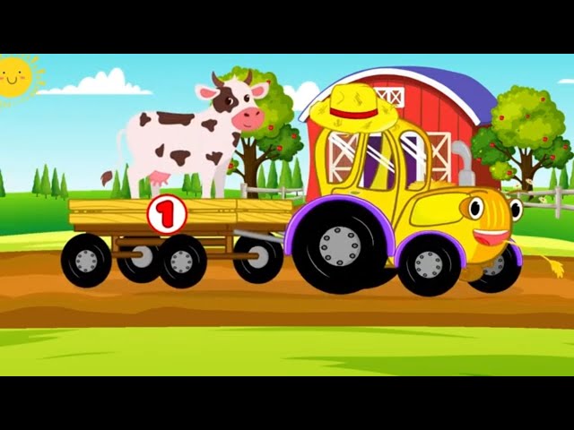 Animal Name & Sounds Learn Farm Animals for Kids Tractor Pulling Farm Animals