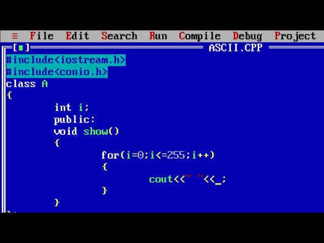 C++ program to print ASCII table using classes | ASCII TABLE PROGRAM in C++