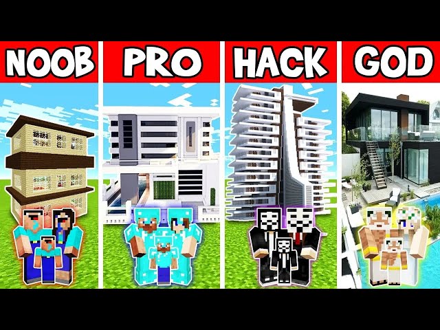 LUXURY APARTMENT BUILD CHALLENGE - NOOB vs PRO vs HACKER vs GOD in  Minecraft