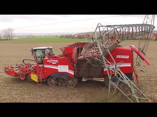 Beet harvester hit pylon: Recovery | Grimme Maxtron 620 stuck