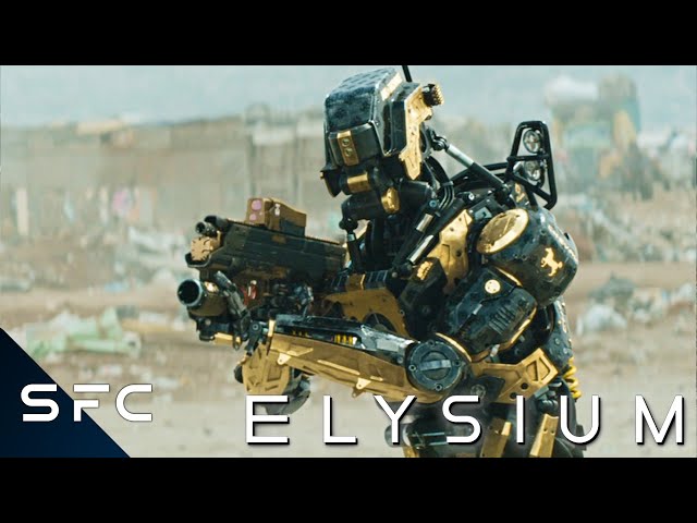 Elysium Movie Clip | Full Robot Fight Scene | Matt Damon | Diego Luna