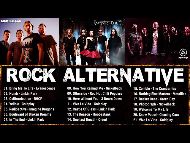 Evanescence, Coldplay, Linkin park, Creed, AudioSlave, Hinder, Nickelback 🔥🔥 90's alternative rock