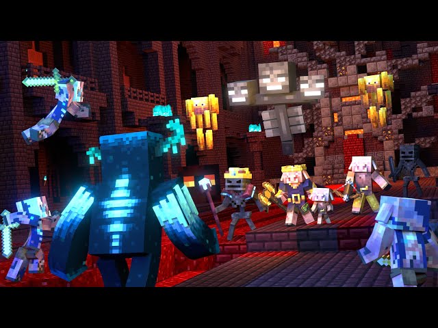 Warden vs Wither and Piglin Nether Army (Minecraft Animation Movie)