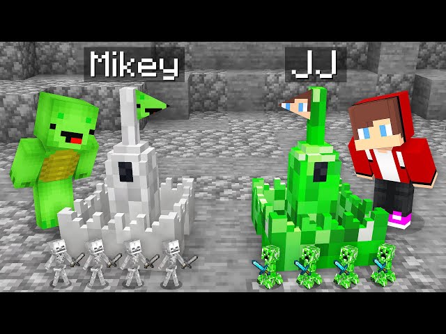 Mikey SKELETON vs JJ CREEPER Tiny Castle Battle in Minecraft (Maizen)
