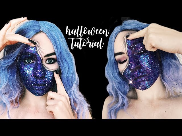 Glitter Galaxy Pulled Up Skin Halloween Makeup Tutorial