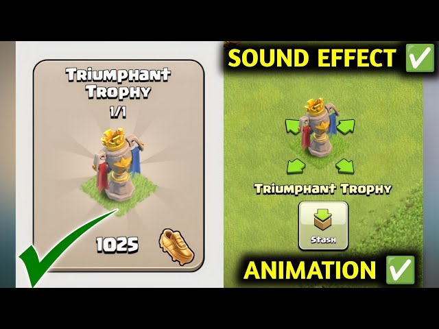 TRIUMPHANT TROPHY Decoration In Clash Of Clans | TRIUMPHANT TROPHY Decoration Animation Sound Effect