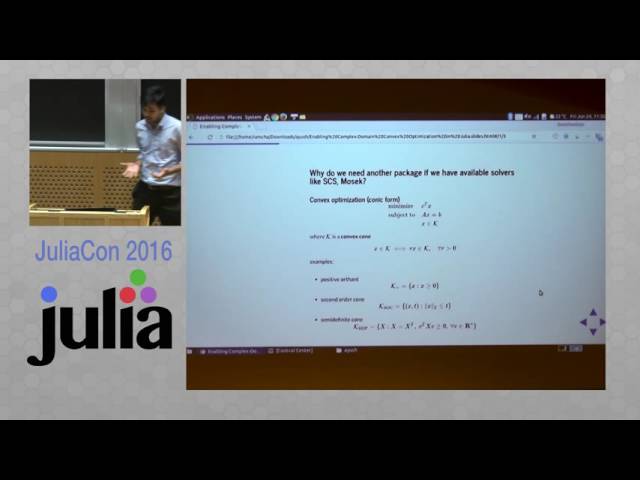 Support for complex-domain optimization problems in Convex.jl | Ayush Pandey | JuliaCon 2016