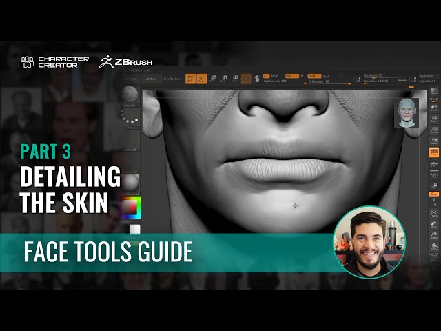 Easy Facial Rig in ZBrush with Face Tools (3/7): Sculpting the Skin Details