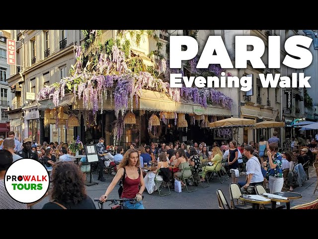 Paris Evening Walk & Bike Ride - 4K 60fps with Captions *NEW*