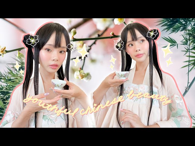 GRWM 🌸 youthful ancient chinese beauty + 5 minute hairstyle 🌸 qixiong ruqun