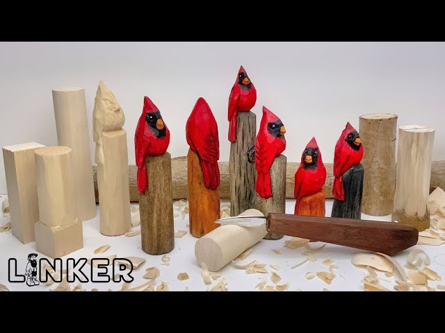 Easy Carve Cardinal in a Dowel -Full Knife Only Woodcarving Tutorial