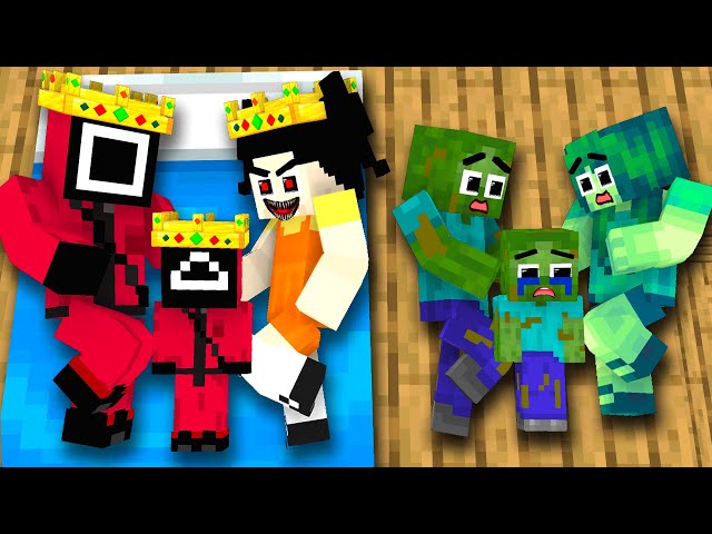 Monster School : Squid Game Parody Poor And Rich Zombie Family  - Sad Story - Minecraft Animation