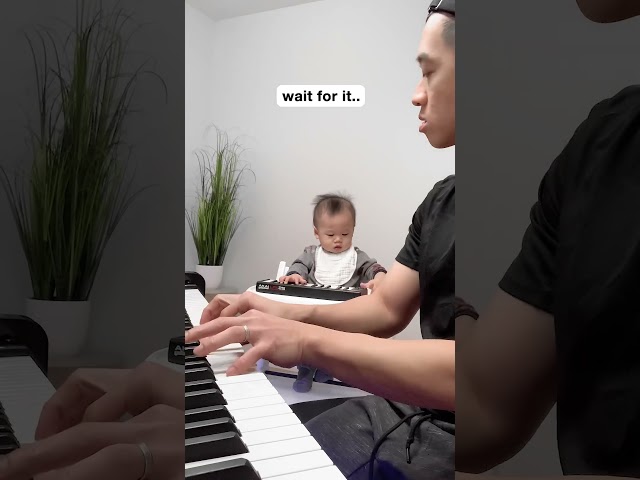 Watch my 14-Month-Old mimic my hand movements from beginning to end 🙃 #shorts #piano