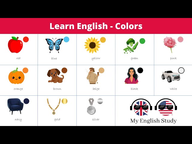 Learn English Vocabulary #40 |  Color Names | List of Colours | 🎨🖌️