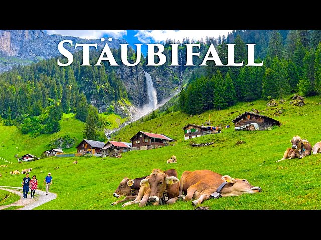 Stäubifall, Switzerland 4K - The Most Amazing Waterfall on The Earth - Relaxing Nature Sounds