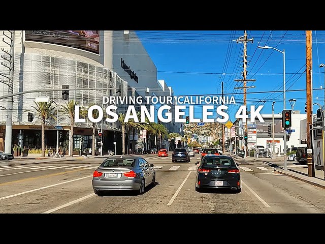 [4K] LOS ANGELES - Driving Los Angeles Wilshire Boulevard, La Cienega Ave & Sunset Strip, California