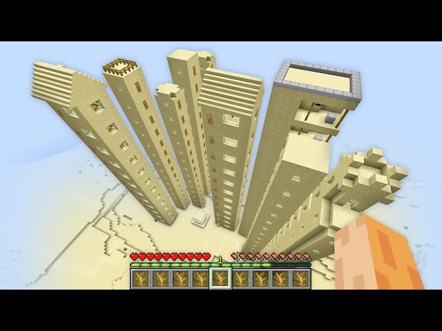 This is very TALLEST DESERT VILLAGERS HOUSE in Skyscraper Village !!! Minecraft Giant Base Build !!!